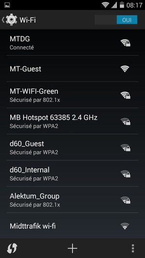 Vous êtes maintenant connecté au réseau Wi-Fi