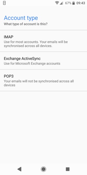 Select IMAP or POP3