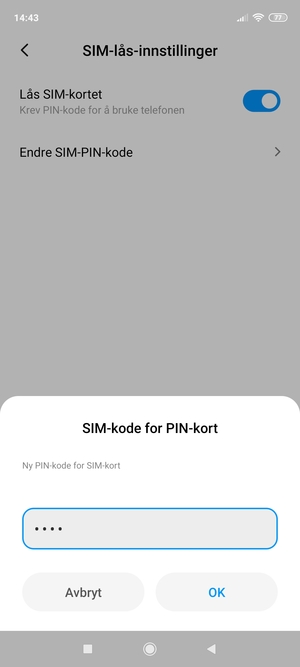Skriv inn Ny PIN-kode for SIM-kort og velg OK