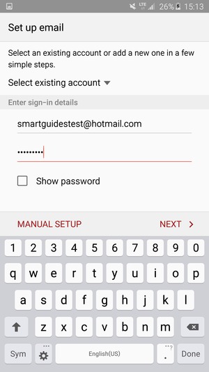 Enter your Hotmail address and password. Select NEXT