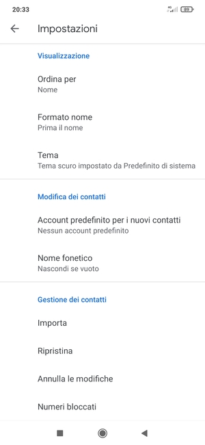 Scorri e seleziona Importa