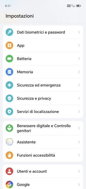 Scorri e seleziona Sicurezza e privacy