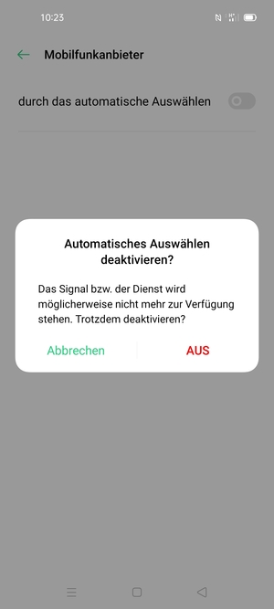 Wählen Sie AUS