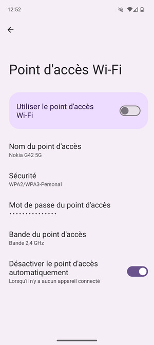Sélectionnez Mot de passe du point d'accès