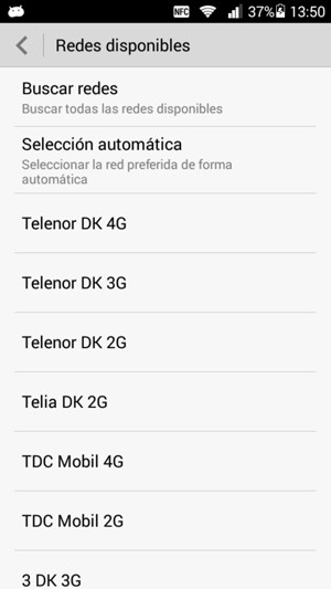Seleccione un operador de red de la lista