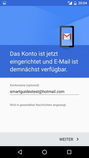 Geben Sie Ihrem Konto einen Namen und wählen Sie WEITER