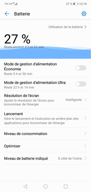 Activer le Mode de gestion d'alimentation Économie