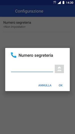 Inserisci Numero segreteria e seleziona OK