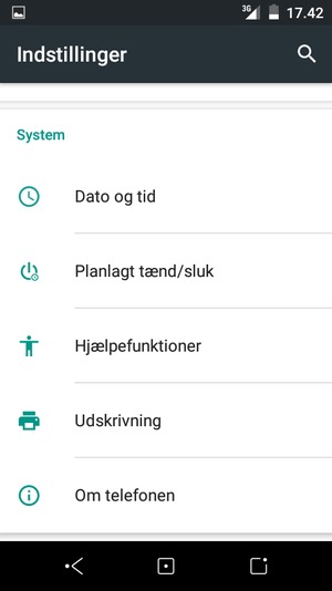 Scroll til og vælg Om telefonen