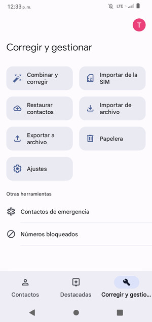 Seleccione Importar de la SIM