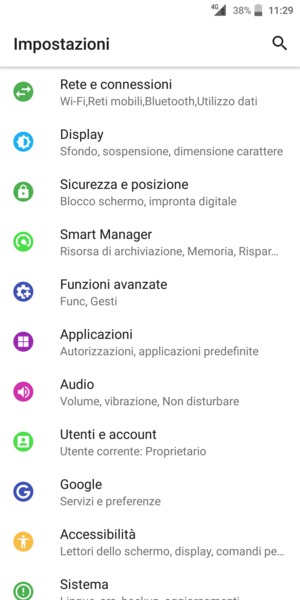 Seleziona Sicurezza e posizione