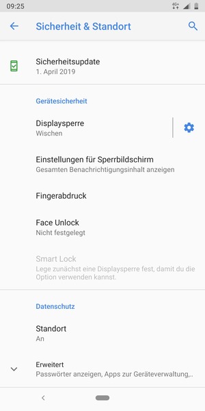 Scrollen Sie und wählen Sie Erweitert