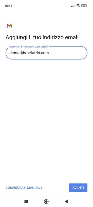 Inserisci il tuo indirizzo email e seleziona AVANTI
