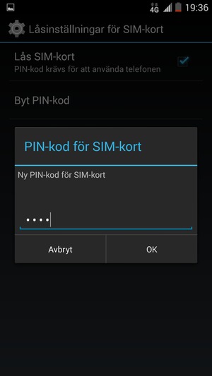 Ange din Nya PIN-kod för SIM-kort och välj OK