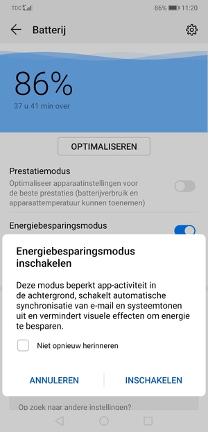 Selecteer INSCHAKELEN