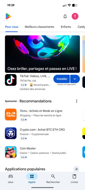 Sélectionnez Rechercher