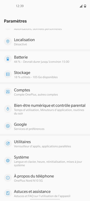 Faites défiler et sélectionnez Système