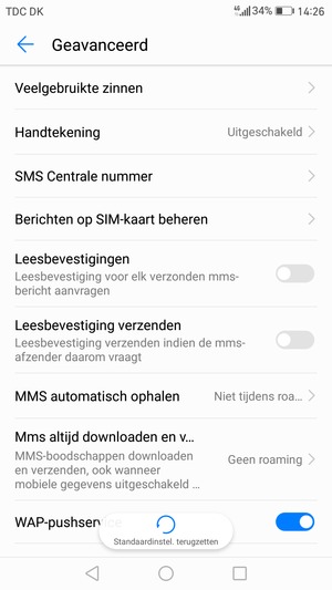 Selecteer SMS Centrale nummer
