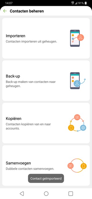 Uw contactpersonen worden opgeslagen naar uw Google-account en naar uw telefoon de volgende keer dat Google gesynchroniseerd wordt.