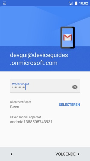 Voer uw wachtwoord in en selecteer VOLGENDE