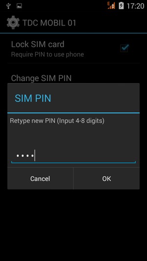 Confirm your new SIM PIN and select OK