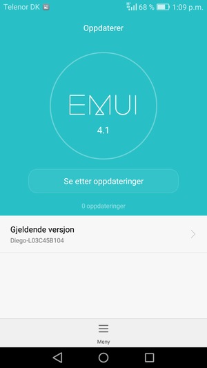 Hvis telefonen din er oppdatert, vil du se følgende skjermbilde
