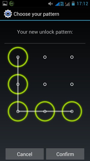 Draw the unlock pattern again and select Confirm