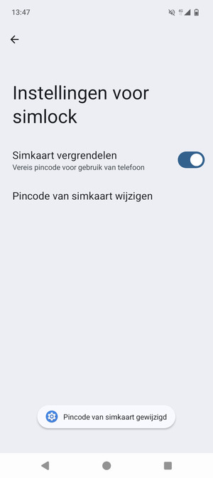 Uw Pincode van simkaart is gewijzigd