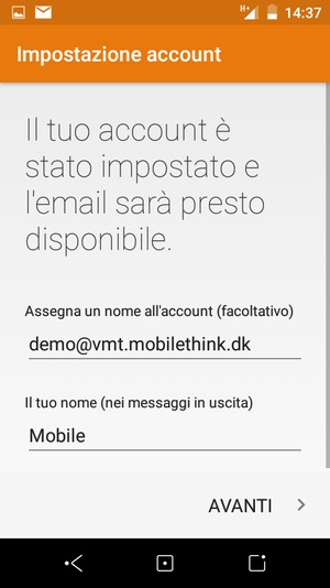 Scegli un nome per il tuo account e inserisci il tuo nome. Seleziona AVANTI