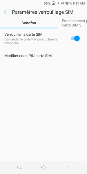 Sélectionnez Public et sélectionnez Modifier code PIN carte SIM