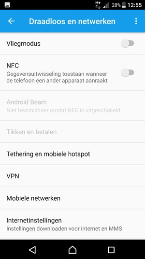Selecteer Mobiele netwerken