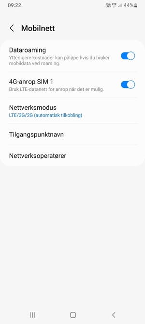 Slå Dataroaming på eller av