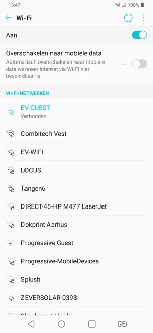 U bent nu verbonden met het WiFi-netwerk