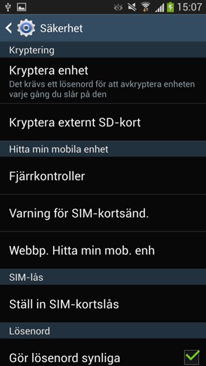 Välj Ställ in SIM-kortslås