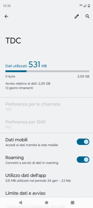 Attiva o disattiva Roaming