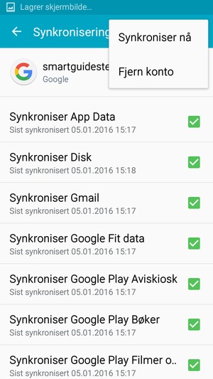 Velg Synkroniser nå