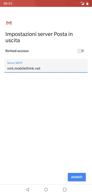 Disattiva Richiedi accesso e seleziona AVANTI