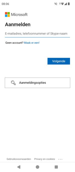 Voer uw Hotmail adres in en selecteer Volgende