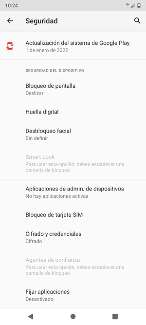 Desplácese y seleccione Bloqueo de tarjeta SIM