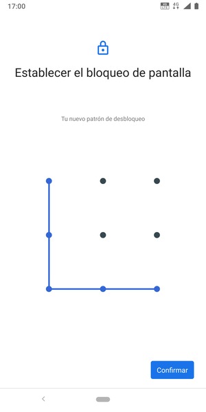 Dibuje de nuevo el patrón de desbloqueo y seleccione Confirmar