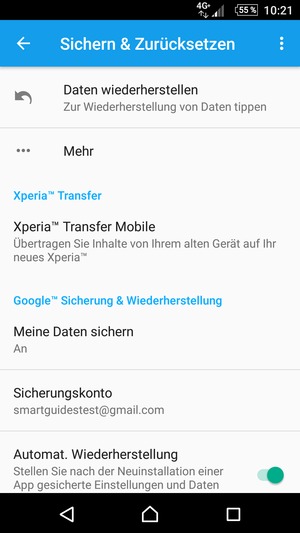 Wählen Sie Sicherungskonto