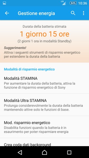 Seleziona Modalità STAMINA