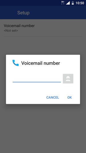 Enter the Voicemail number and select OK