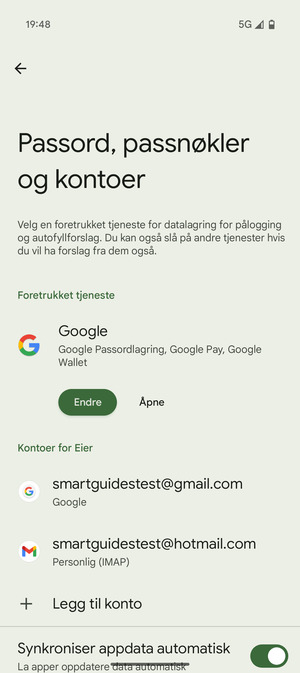Velg din Google-konto