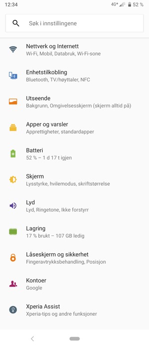 Bla til og velg Låseskjem og sikkerhet