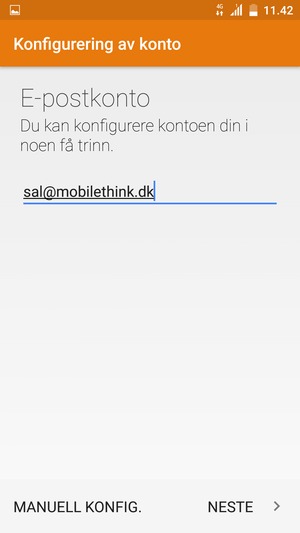 Skriv inn e-postadresse og velg NESTE
