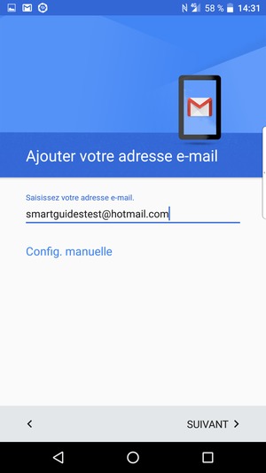 Saisissez votre adresse e-mail et sélectionnez SUIVANT