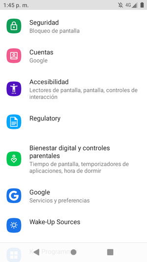 Desplácese y seleccione Seguridad