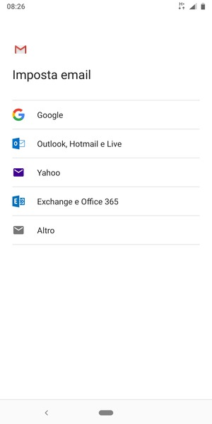 Seleziona Exchange e Office 365