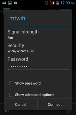 Enter the Wi-Fi password and select Connect